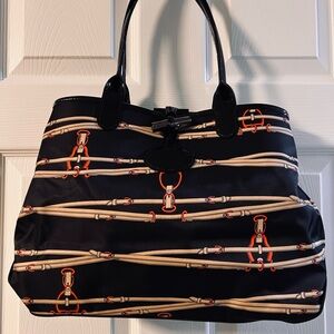 Longchamp Black and Orange Belt & Buckle Design